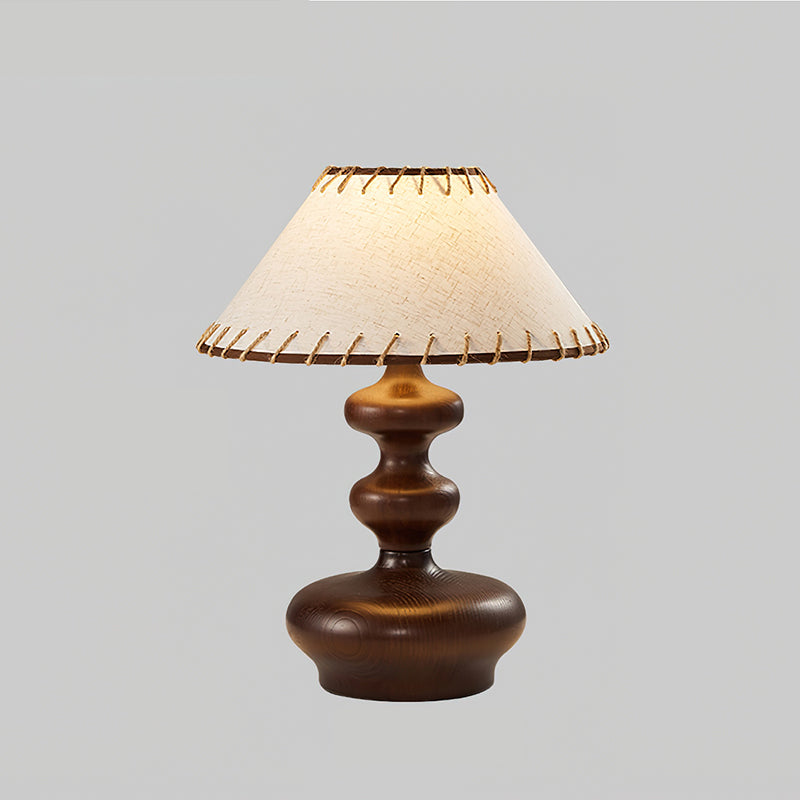 Crigler Table Lamp | Walnut Wood & Beige Fabric | Retro Design