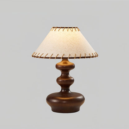 Crigler Table Lamp | Walnut Wood & Beige Fabric | Retro Design