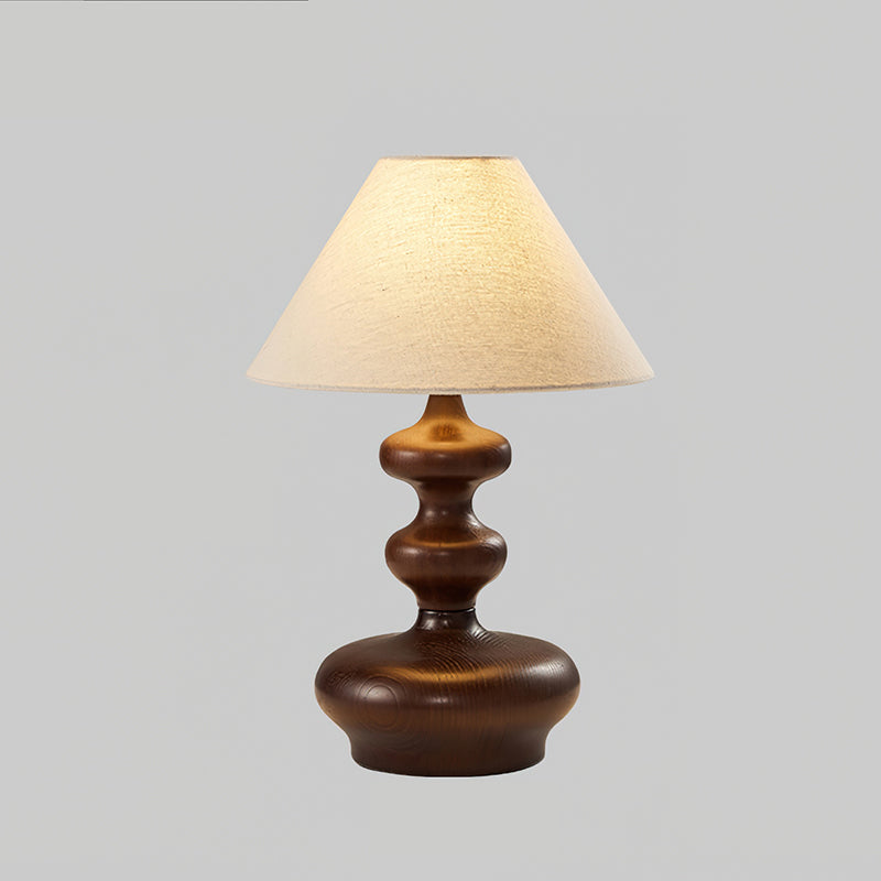 Crigler Table Lamp | Walnut Wood & Beige Fabric | Retro Design