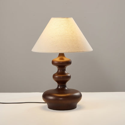 Crigler Table Lamp | Walnut Wood & Beige Fabric | Retro Design