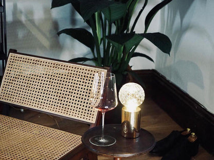 Crystal Table Lamp | Hand-Cut Clear Glass | Gold Brass Base