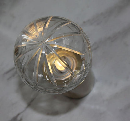 Crystal Table Lamp | Hand-Cut Clear Glass | Gold Brass Base