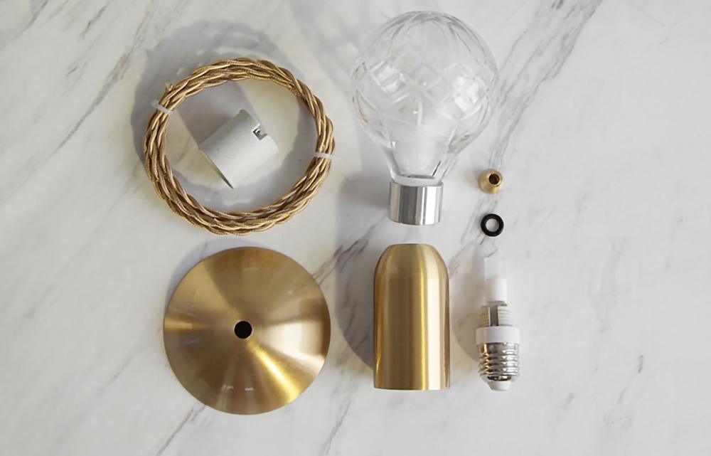 Crystal Table Lamp | Hand-Cut Clear Glass | Gold Brass Base