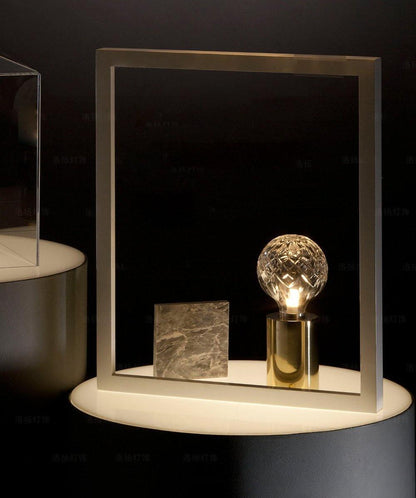 Crystal Table Lamp | Hand-Cut Clear Glass | Gold Brass Base
