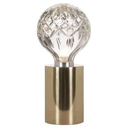 Crystal Table Lamp | Hand-Cut Clear Glass | Gold Brass Base