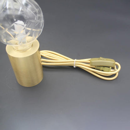 Crystal Table Lamp | Hand-Cut Clear Glass | Gold Brass Base
