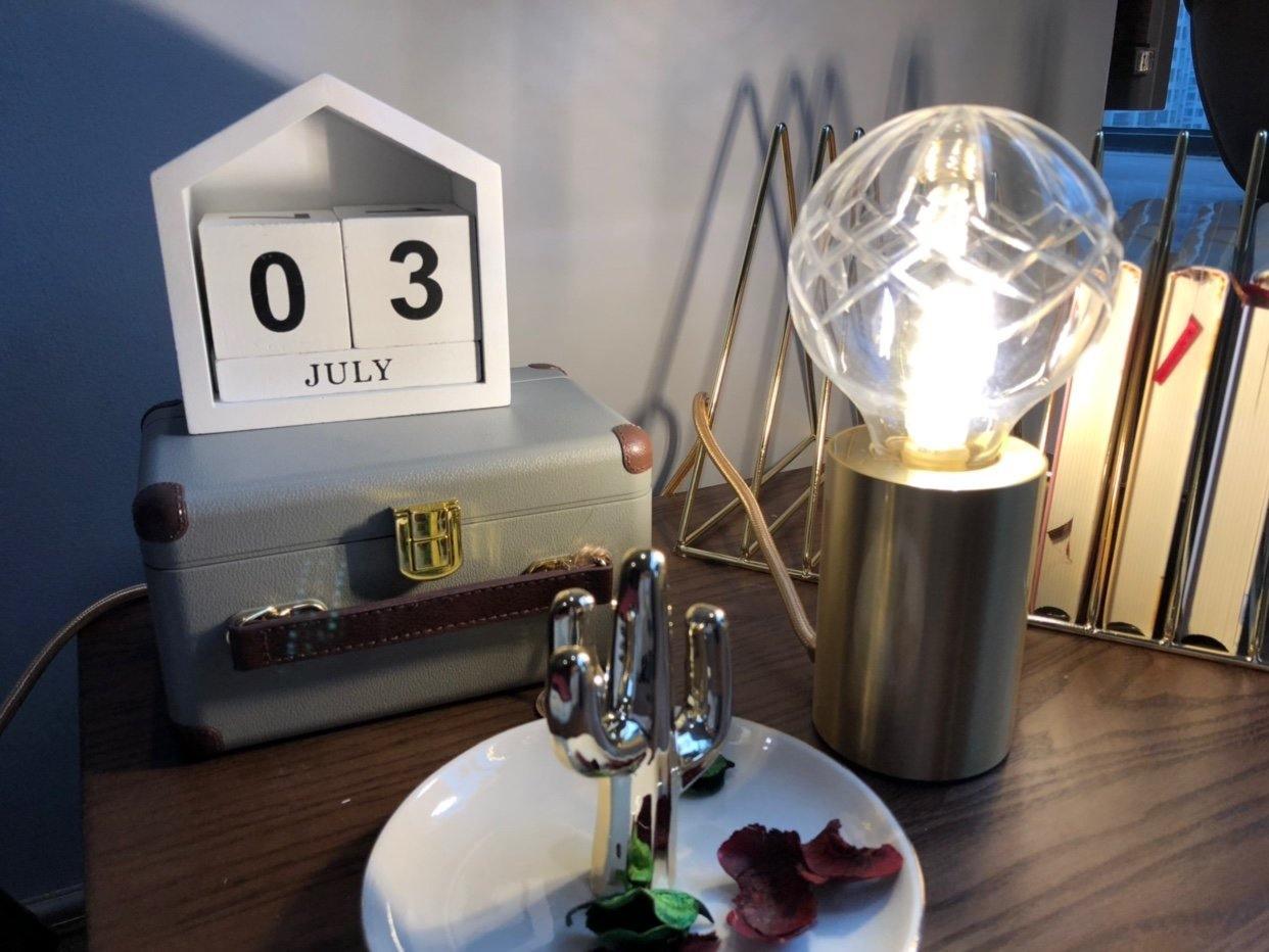 Crystal Table Lamp | Hand-Cut Clear Glass | Gold Brass Base