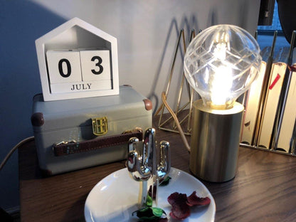 Crystal Table Lamp | Hand-Cut Clear Glass | Gold Brass Base