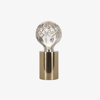 Crystal Table Lamp | Hand-Cut Clear Glass | Gold Brass Base