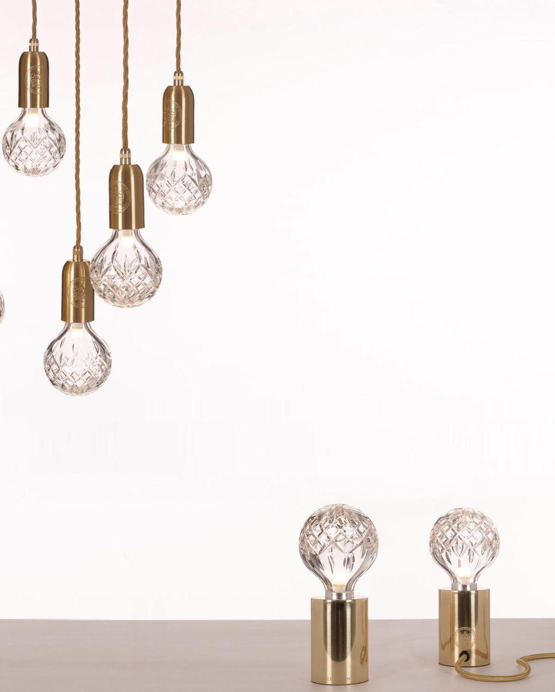 Crystal Table Lamp | Hand-Cut Clear Glass | Gold Brass Base