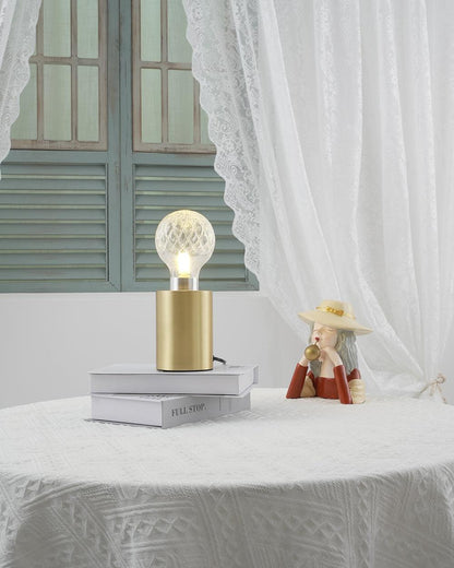 Crystal Table Lamp | Hand-Cut Clear Glass | Gold Brass Base