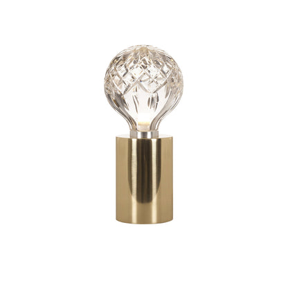 Crystal Table Lamp | Hand-Cut Clear Glass | Gold Brass Base