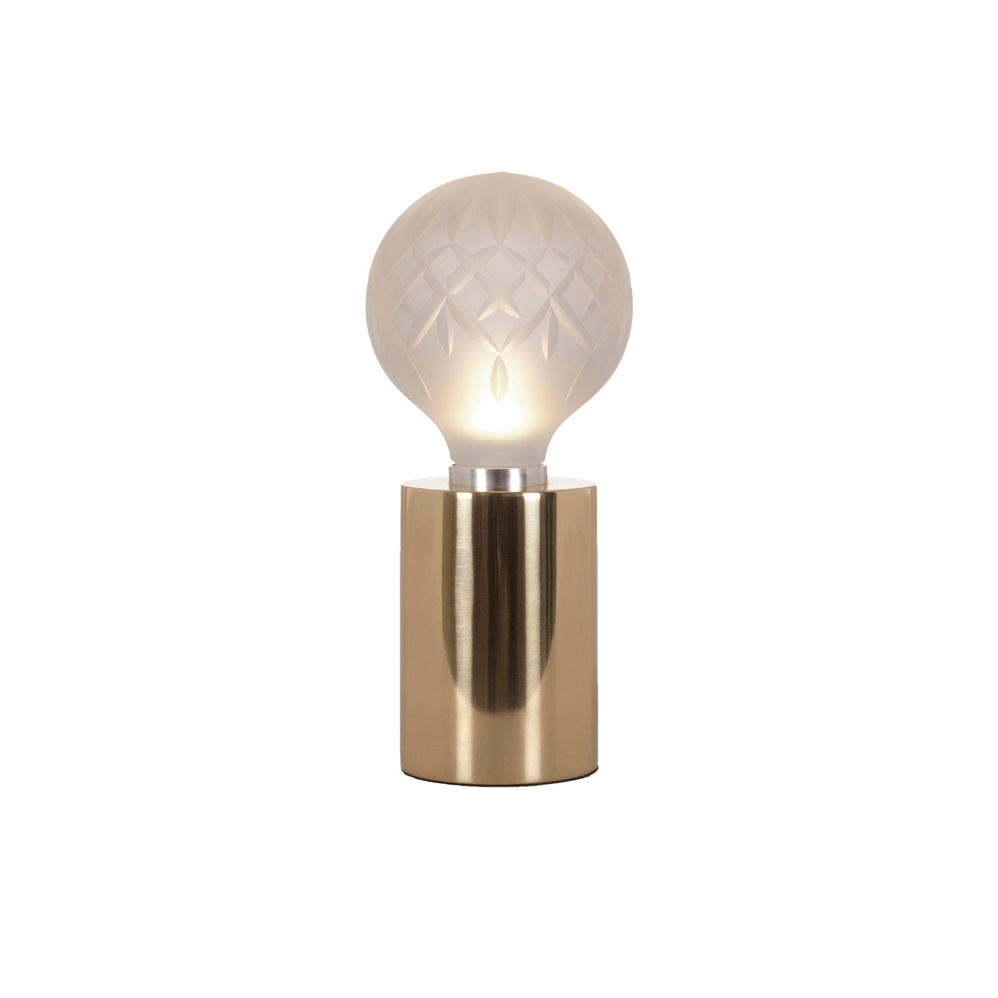 Crystal Table Lamp | Hand-Cut Clear Glass | Gold Brass Base