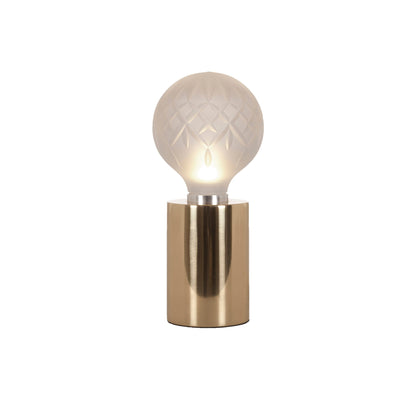Crystal Table Lamp | Hand-Cut Clear Glass | Gold Brass Base