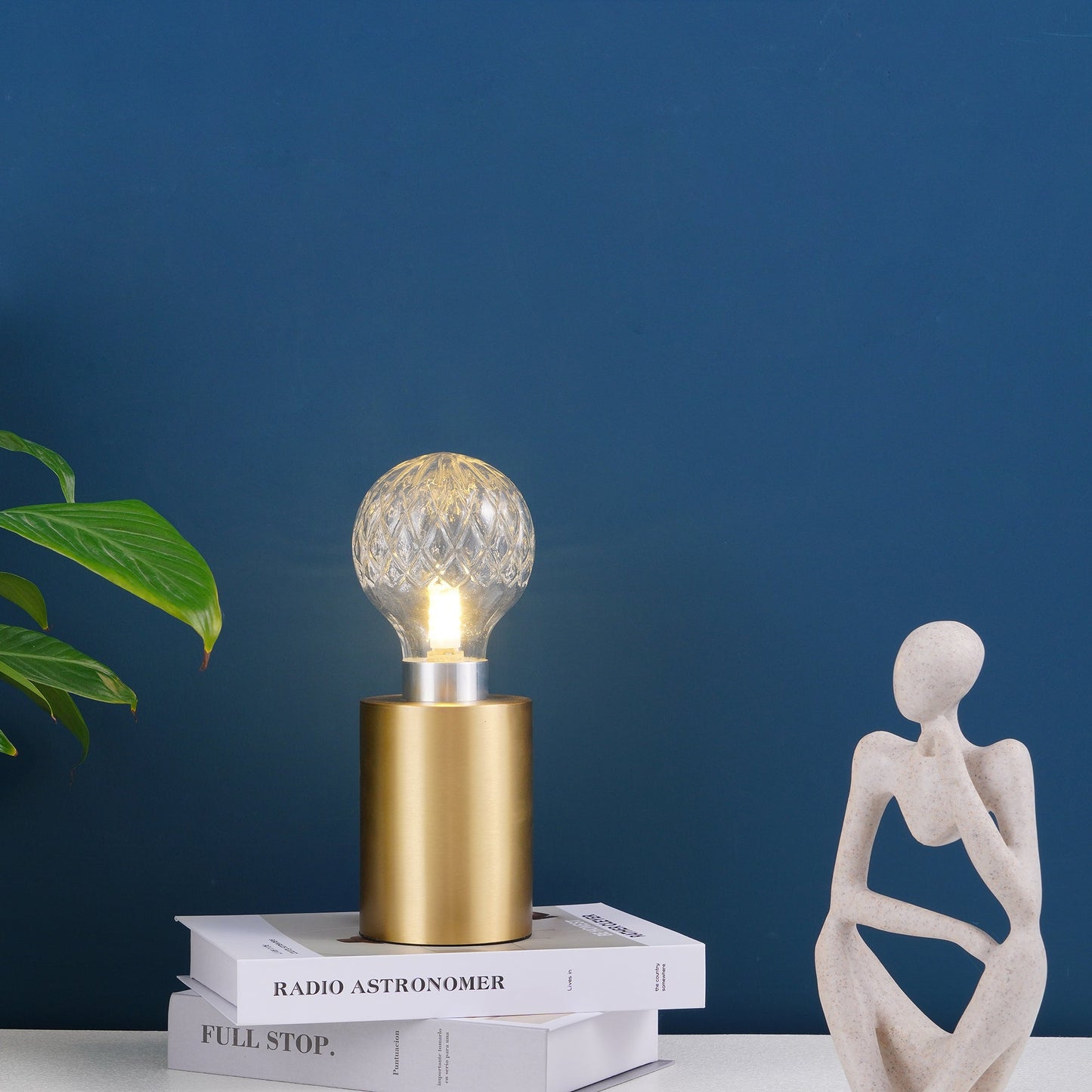 Crystal Table Lamp | Hand-Cut Clear Glass | Gold Brass Base