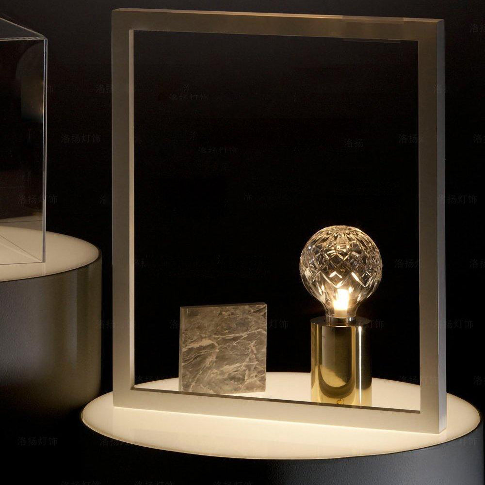 Crystal Table Lamp | Hand-Cut Clear Glass | Gold Brass Base