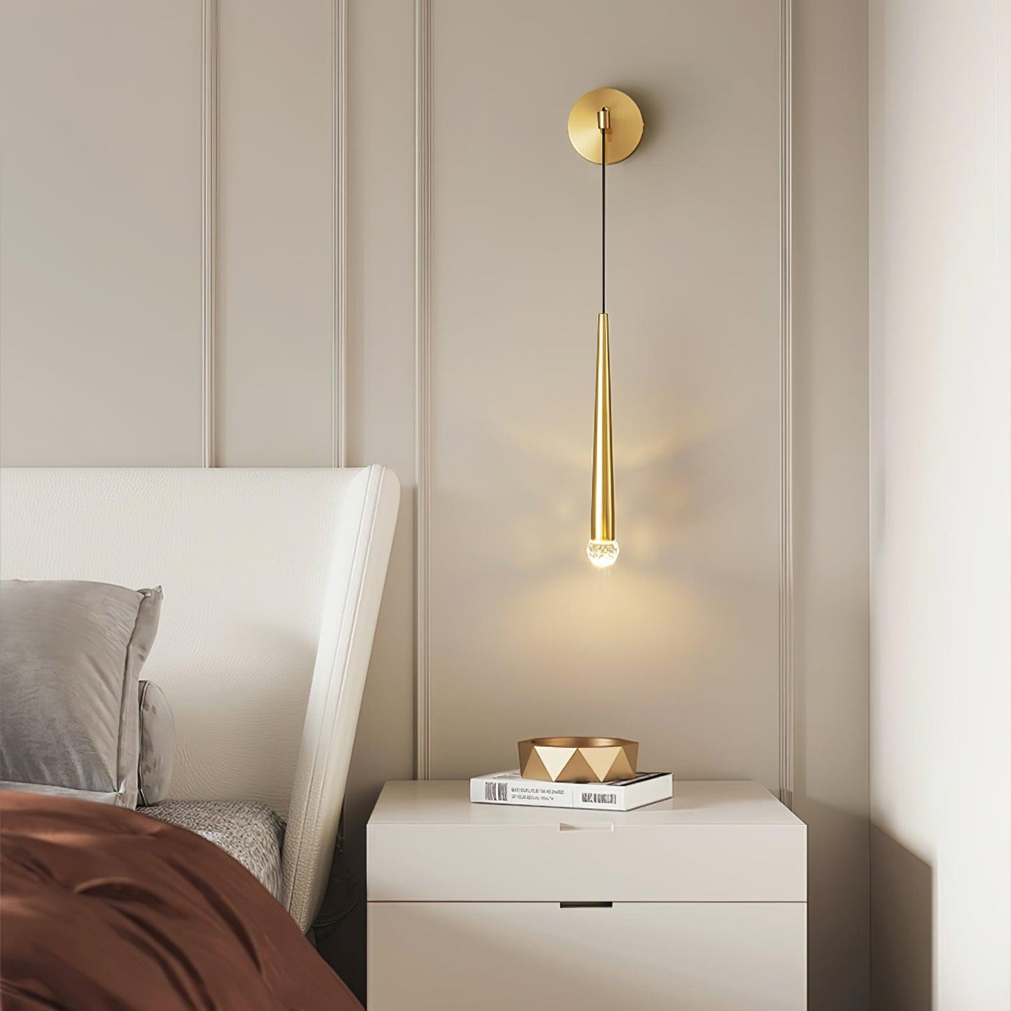 Crystal Wall Lamp | Conical Design | Brass or Black