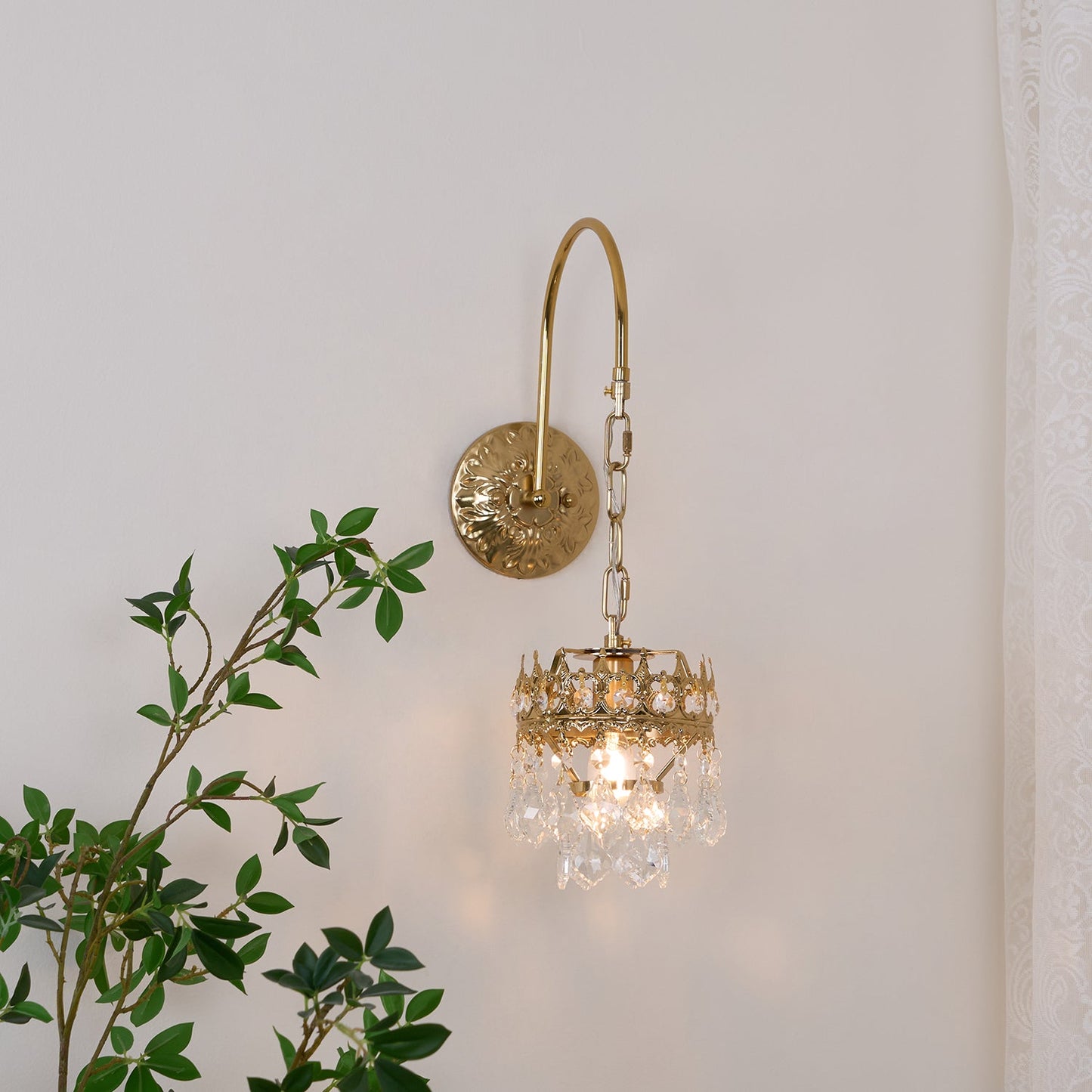 Crystal Crown Sconce | Crystal & Iron | Copper Plated