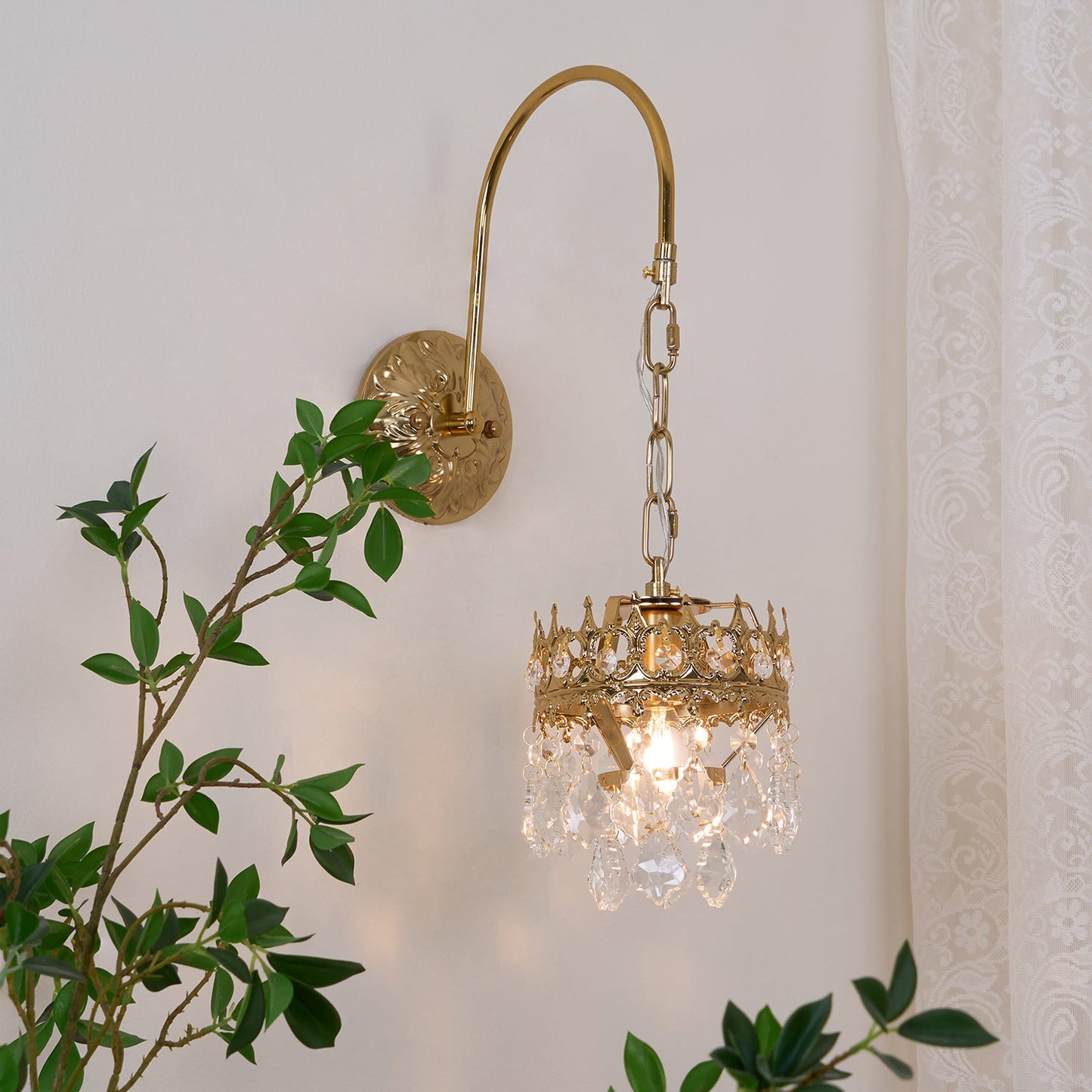 Crystal Crown Sconce | Crystal & Iron | Copper Plated
