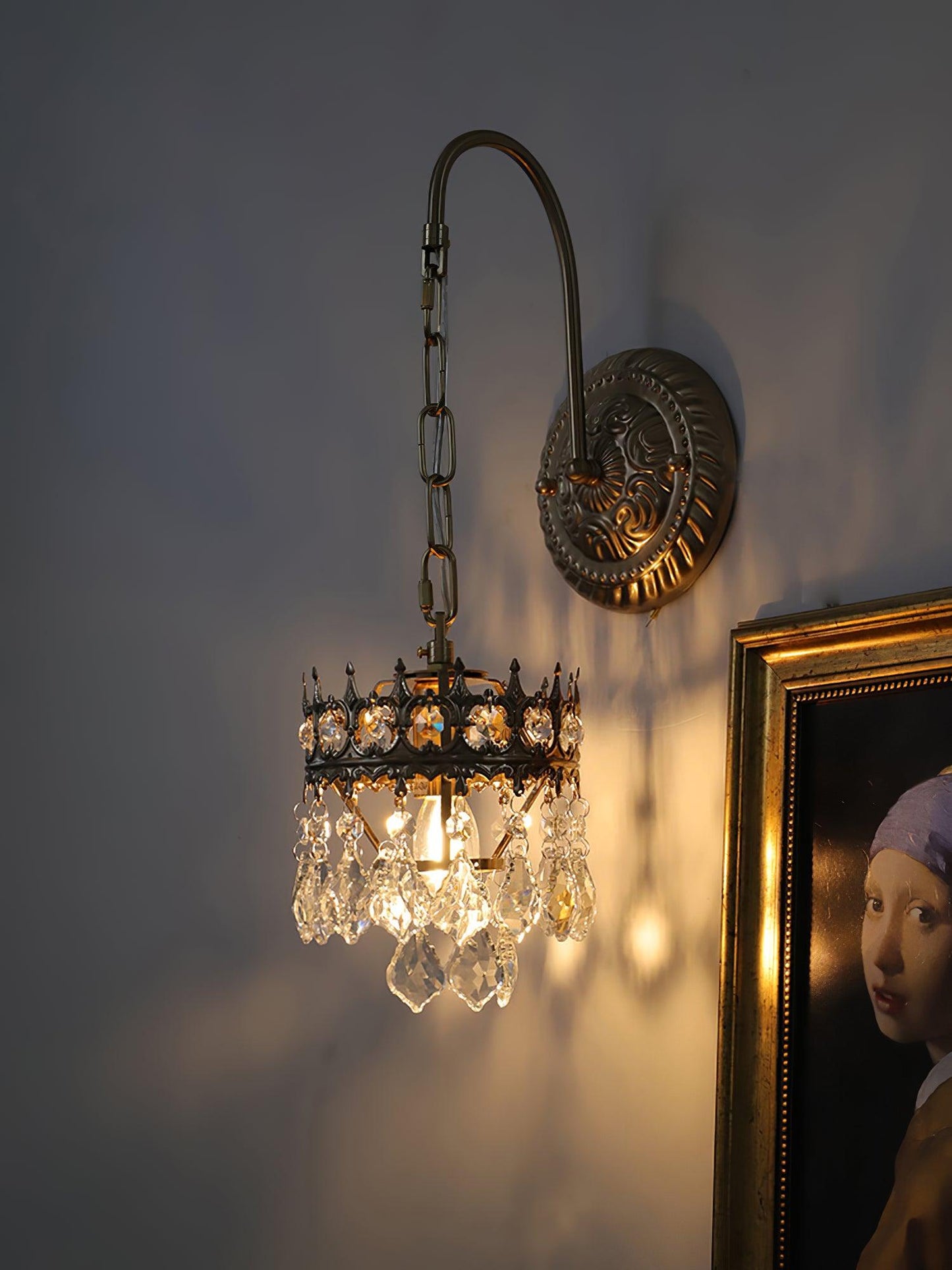 Crystal Crown Sconce | Crystal & Iron | Copper Plated