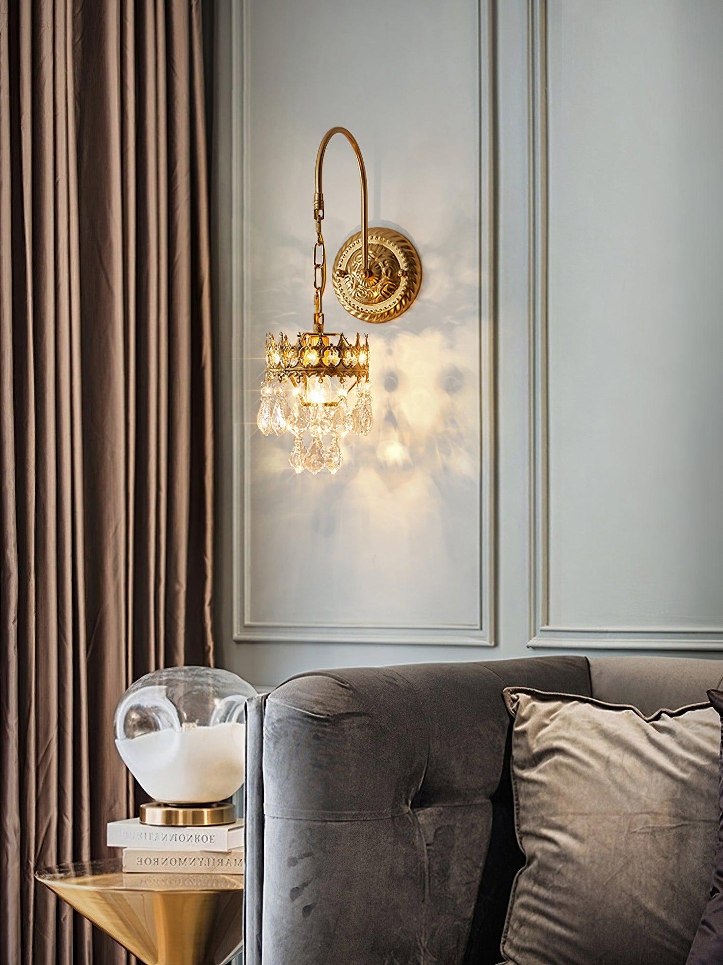 Crystal Crown Sconce | Crystal & Iron | Copper Plated
