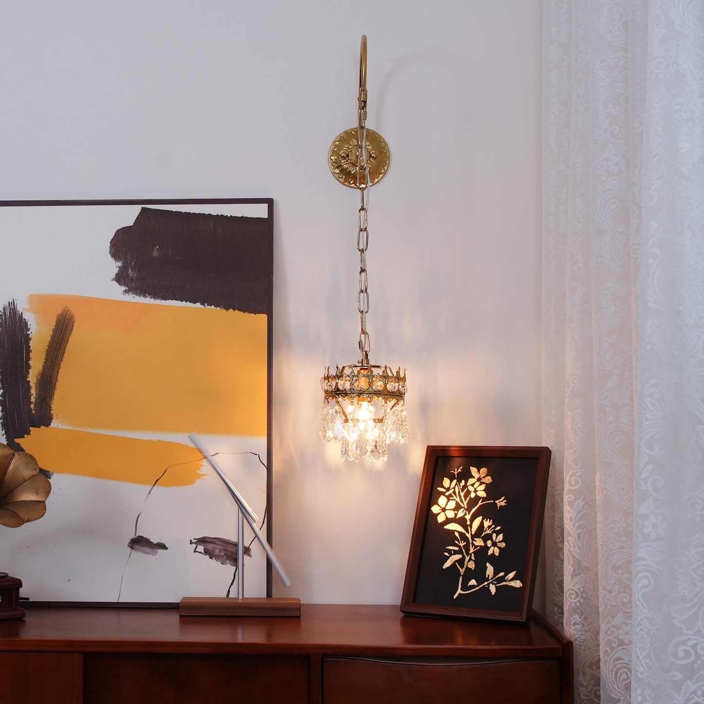 Crystal Crown Sconce | Crystal & Iron | Copper Plated
