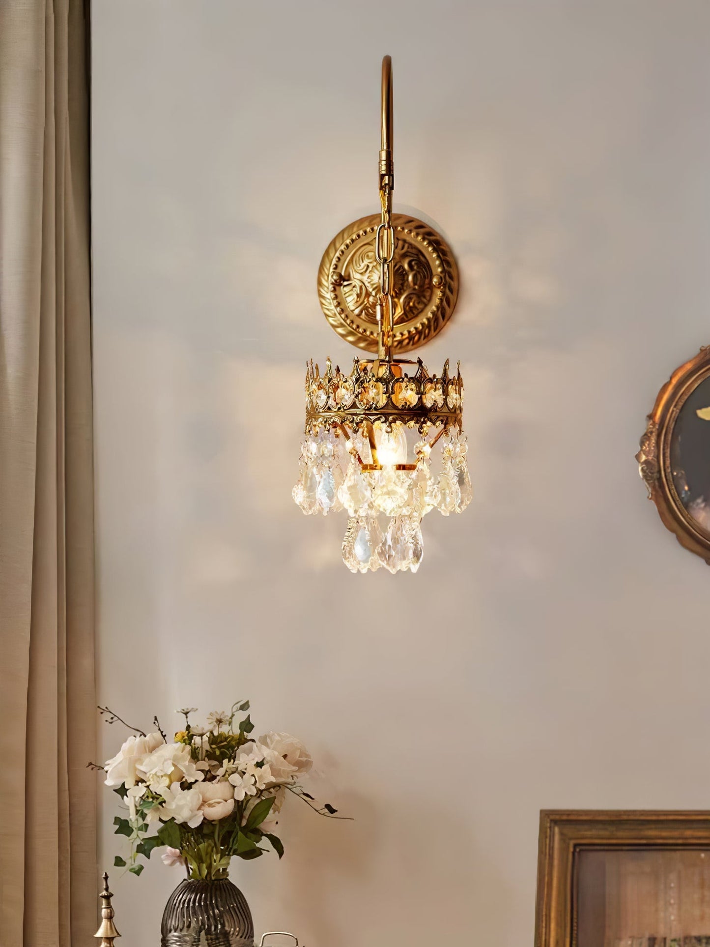 Crystal Crown Sconce | Crystal & Iron | Copper Plated