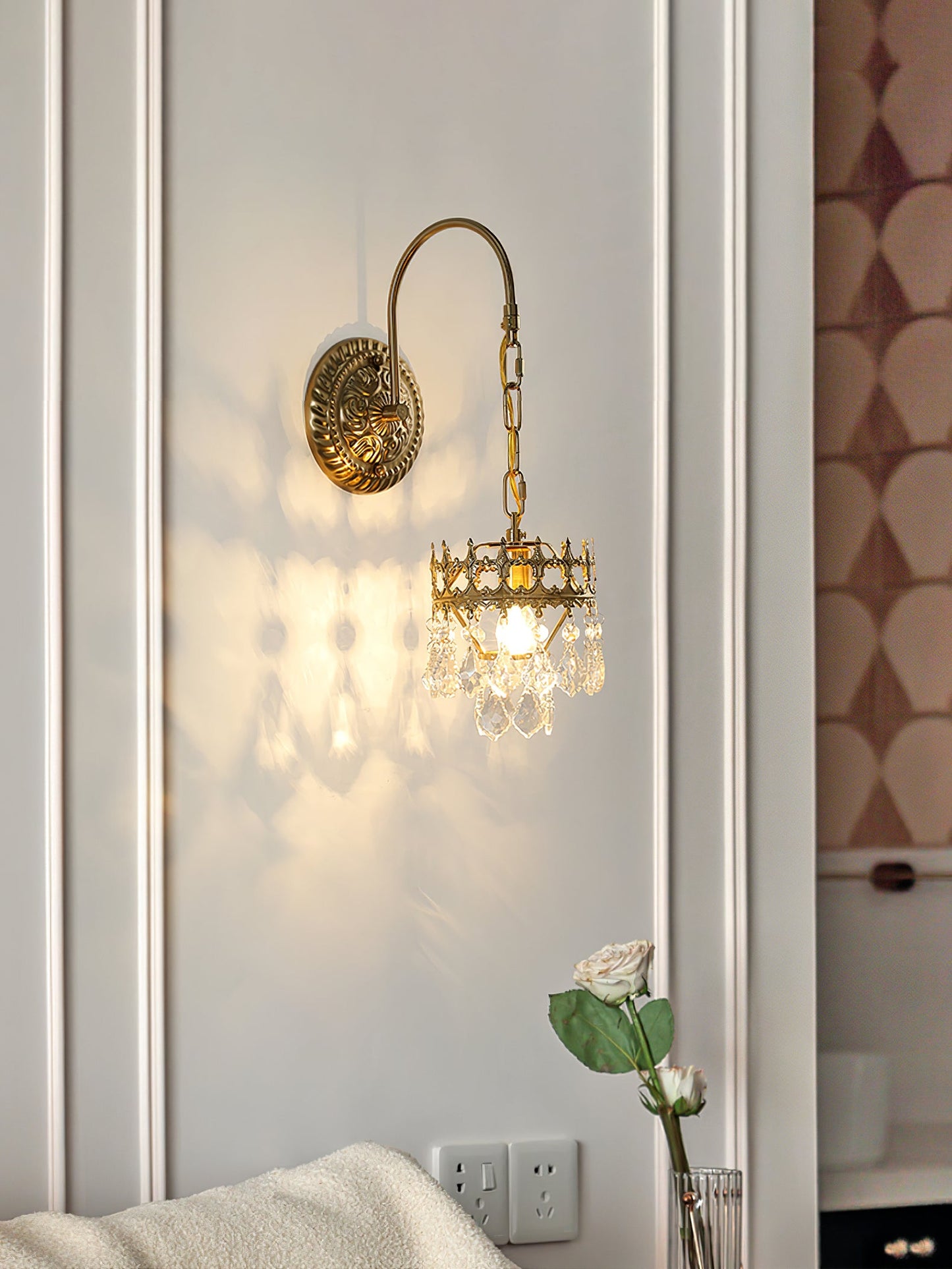 Crystal Crown Sconce | Crystal & Iron | Copper Plated