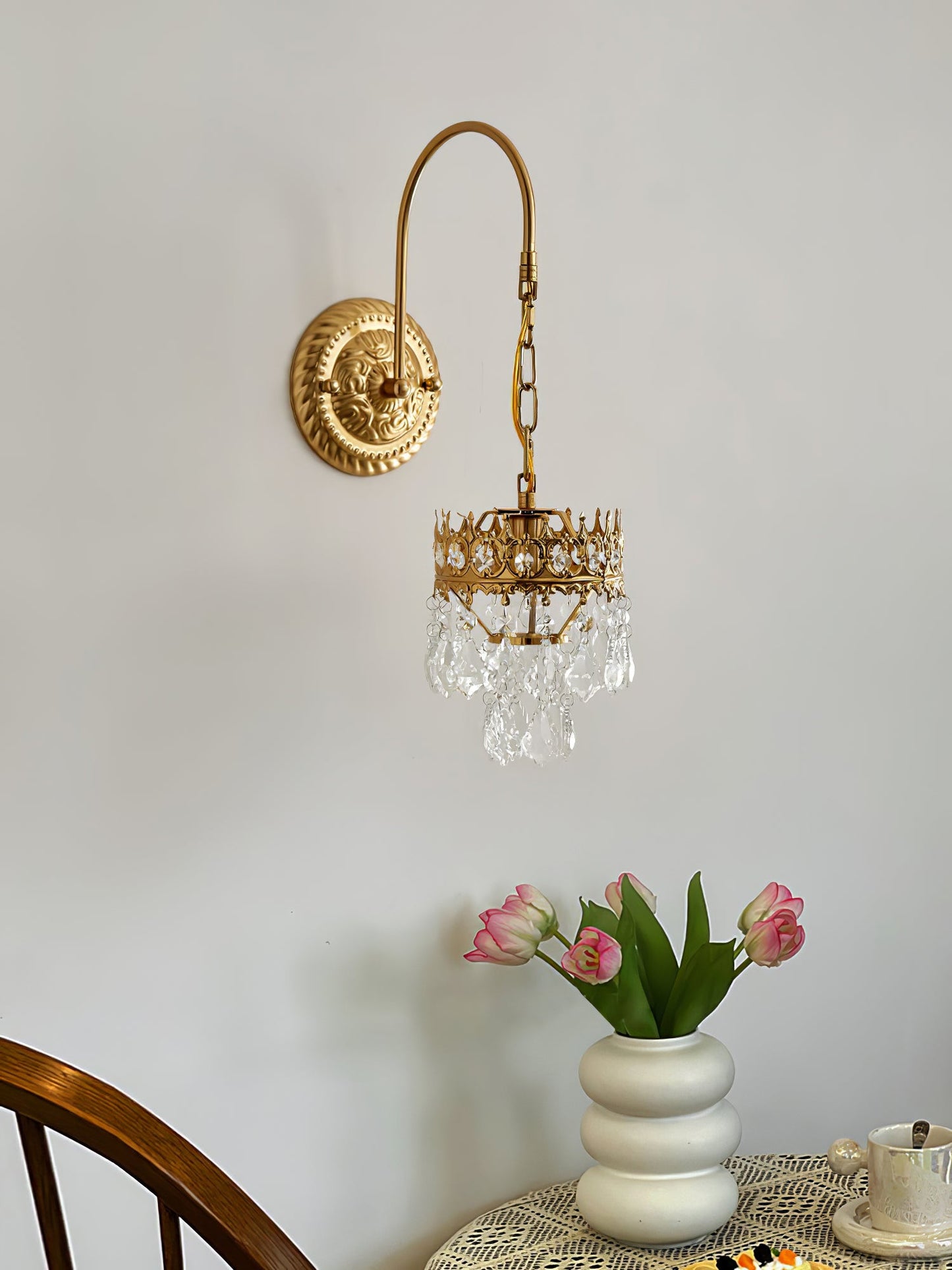 Crystal Crown Sconce | Crystal & Iron | Copper Plated