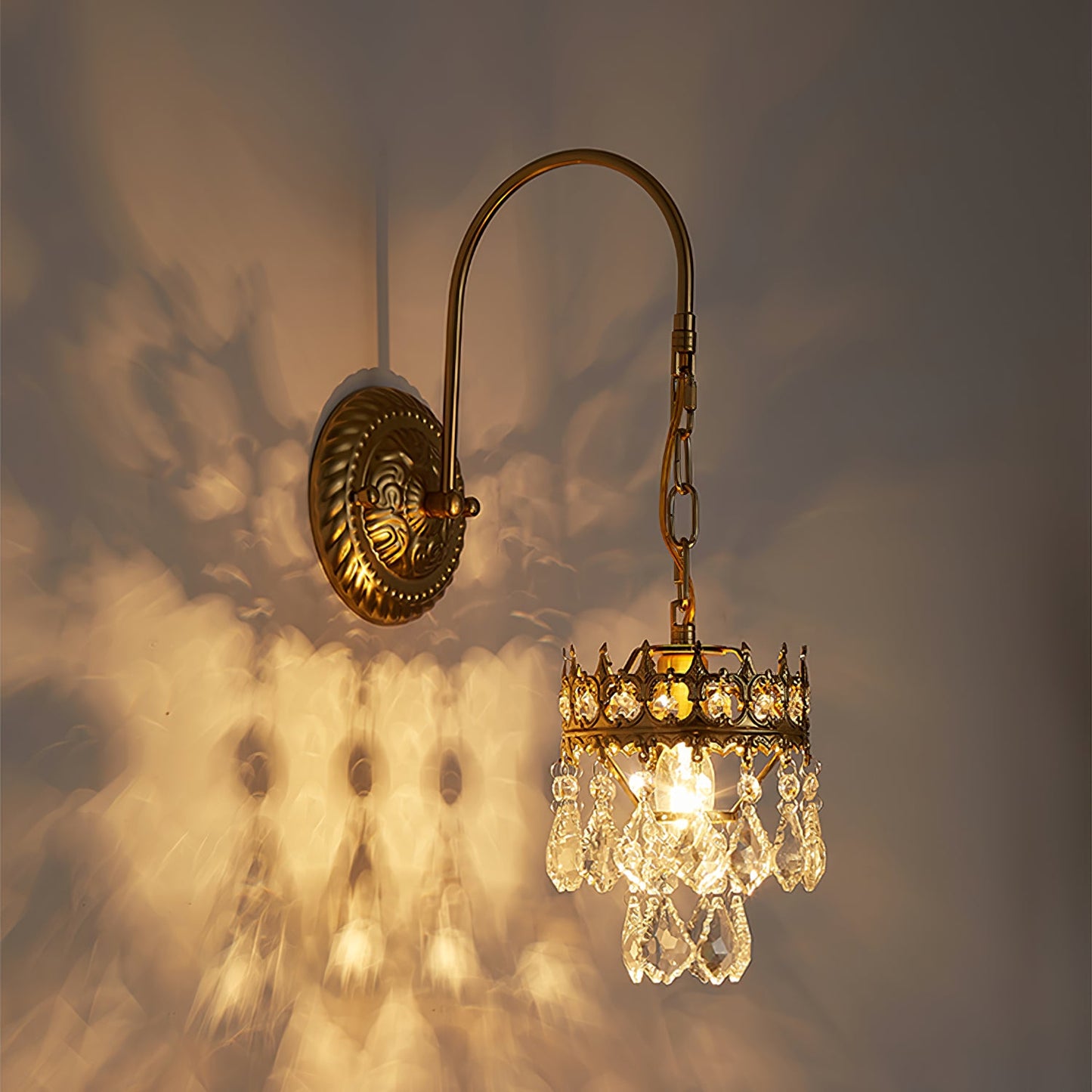 Crystal Crown Sconce | Crystal & Iron | Copper Plated