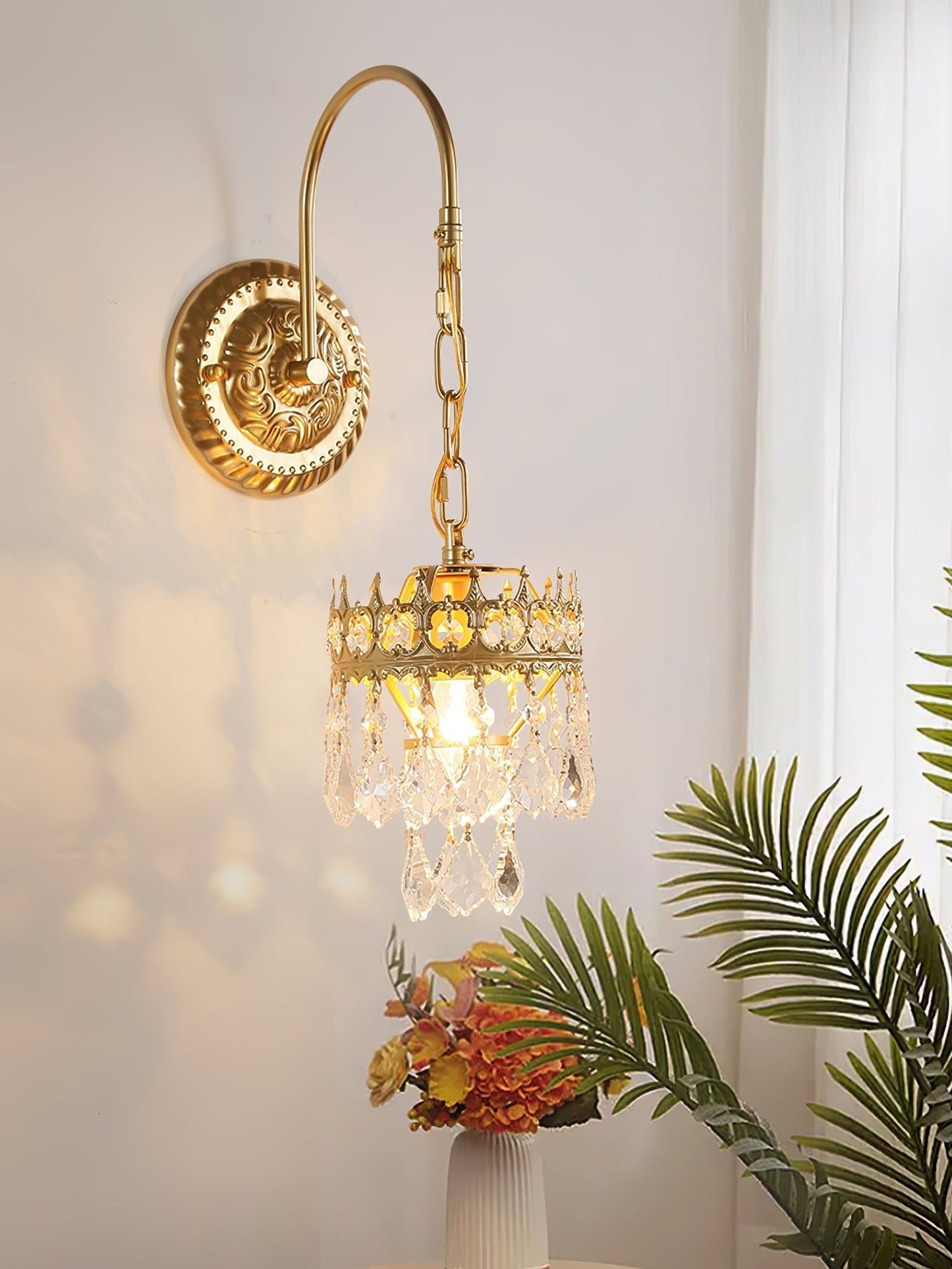 Crystal Crown Sconce | Crystal & Iron | Copper Plated
