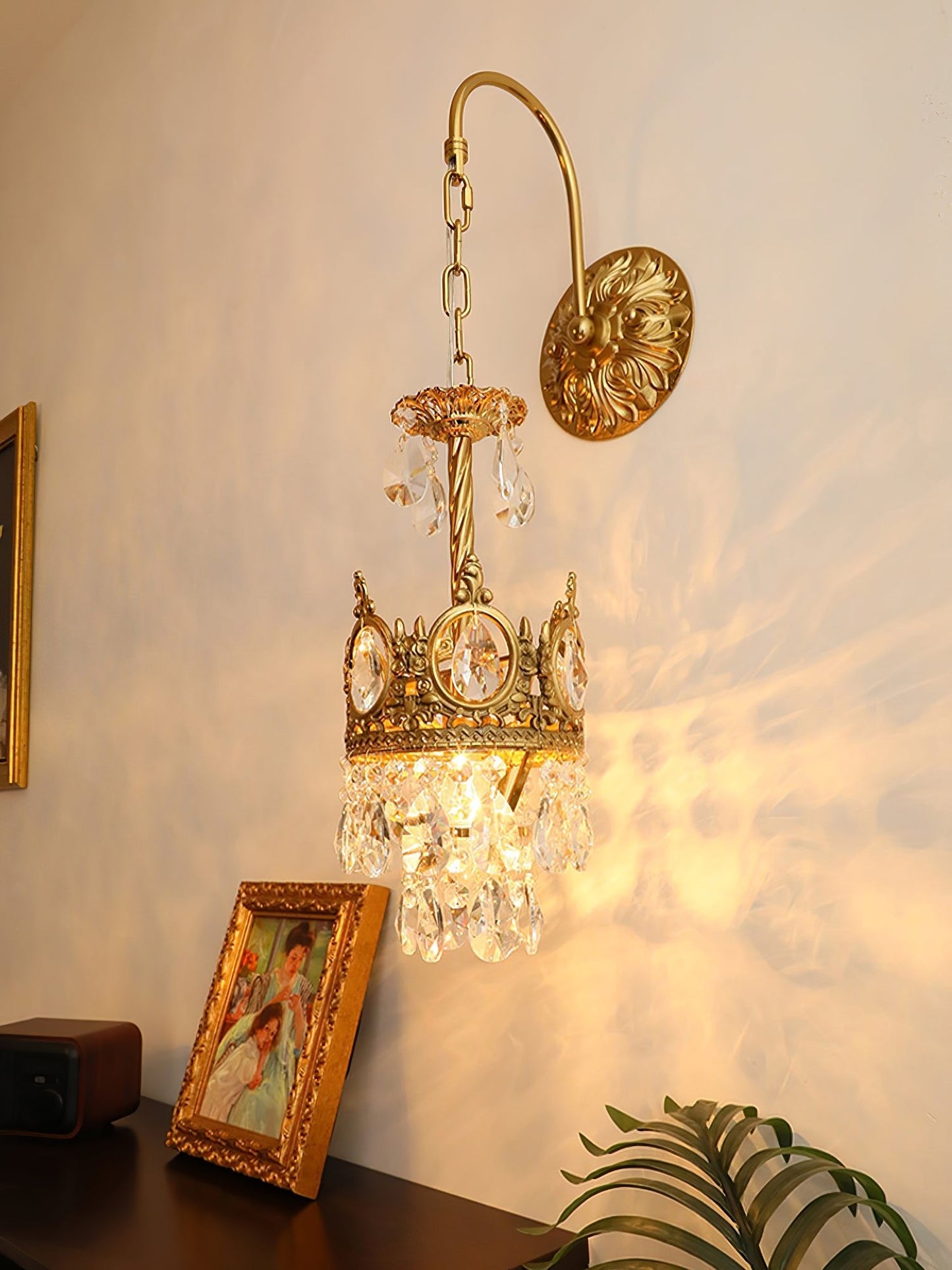 Crystal Crown Wall Light | Crystal & Iron | Copper Plated