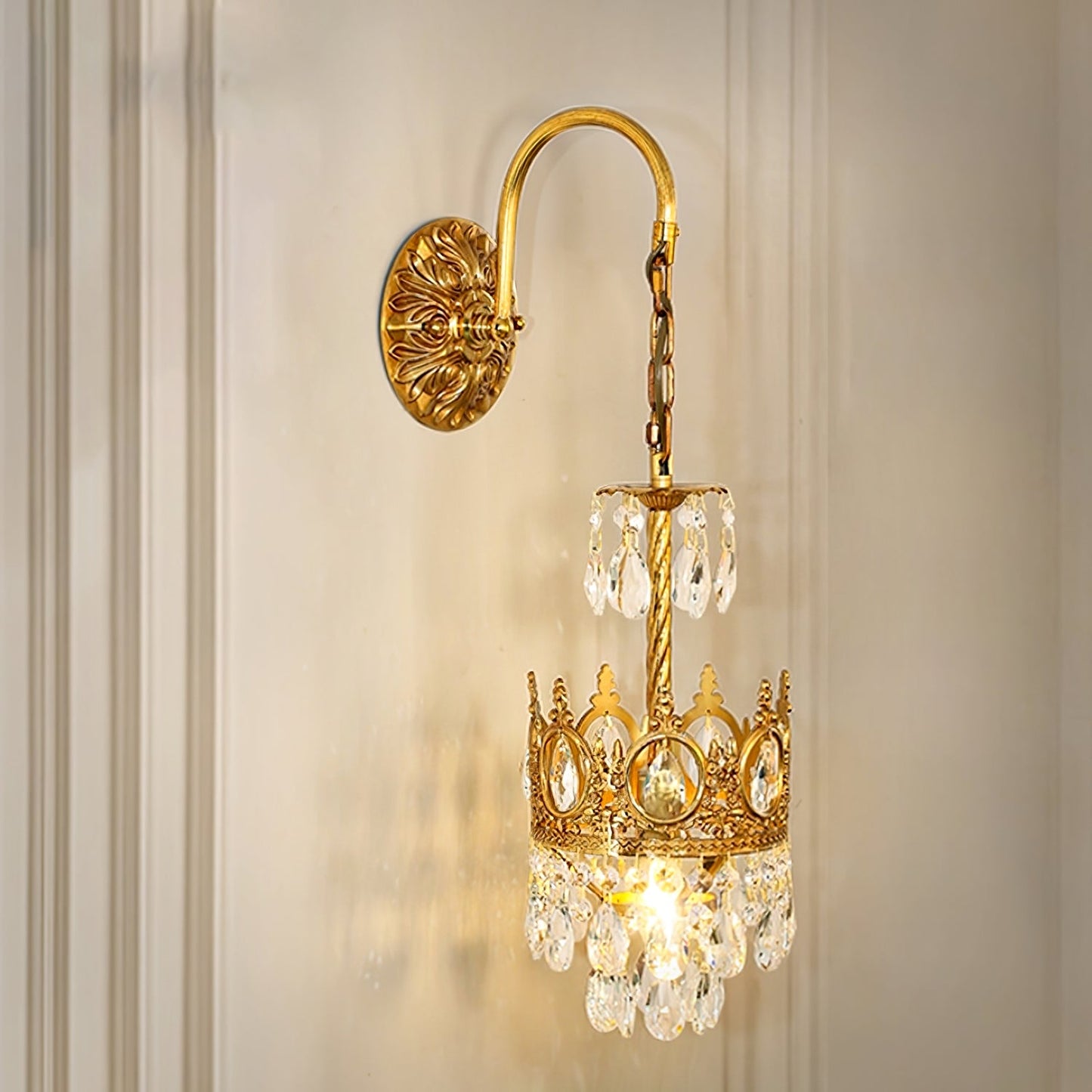 Crystal Crown Wall Light | Crystal & Iron | Copper Plated