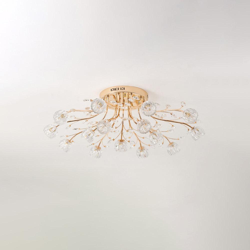 Crystal Flower Ceiling Light | Crystal & Metal | Gold Finish