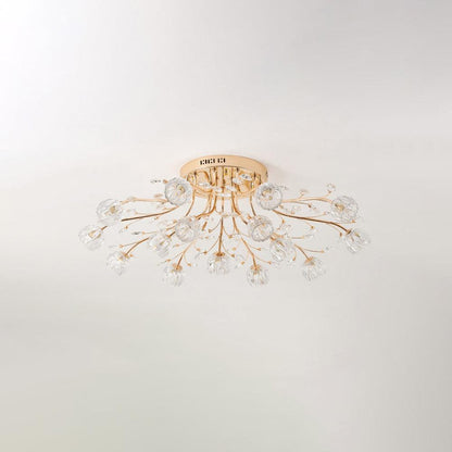Crystal Flower Ceiling Light | Crystal & Metal | Gold Finish