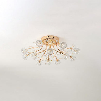 Crystal Flower Ceiling Light | Crystal & Metal | Gold Finish