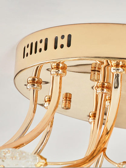 Crystal Flower Ceiling Light | Crystal & Metal | Gold Finish