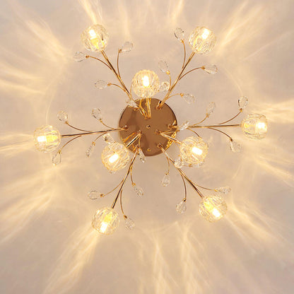 Crystal Flower Ceiling Light | Crystal & Metal | Gold Finish