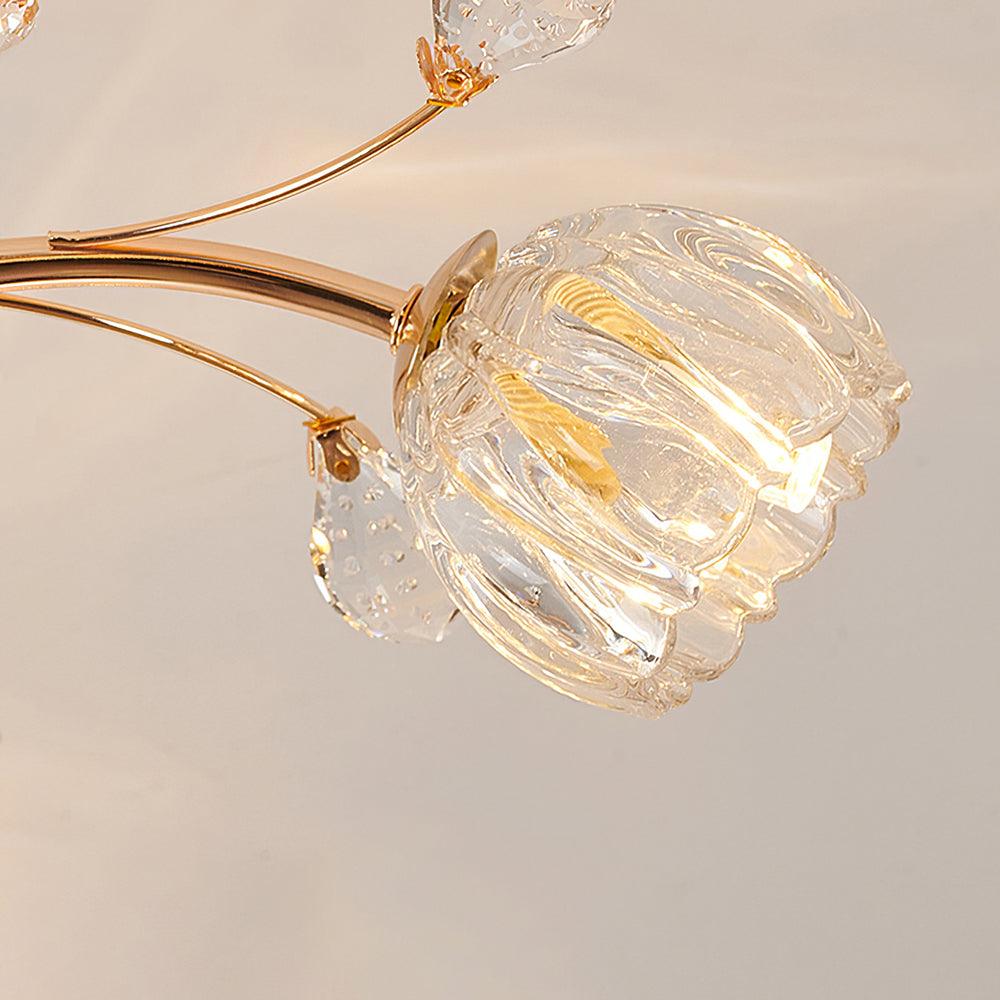 Crystal Flower Ceiling Light | Crystal & Metal | Gold Finish