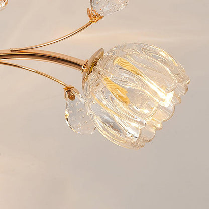 Crystal Flower Ceiling Light | Crystal & Metal | Gold Finish
