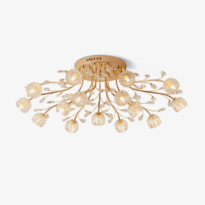 Crystal Flower Ceiling Light | Crystal & Metal | Gold Finish