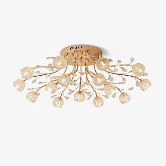 Crystal Flower Ceiling Light | Crystal & Metal | Gold Finish