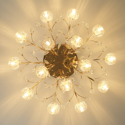 Crystal Flower Ceiling Light | Crystal & Metal | Gold Finish