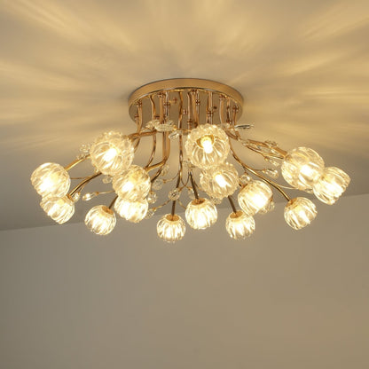 Crystal Flower Ceiling Light | Crystal & Metal | Gold Finish