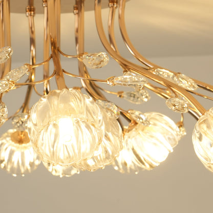 Crystal Flower Ceiling Light | Crystal & Metal | Gold Finish