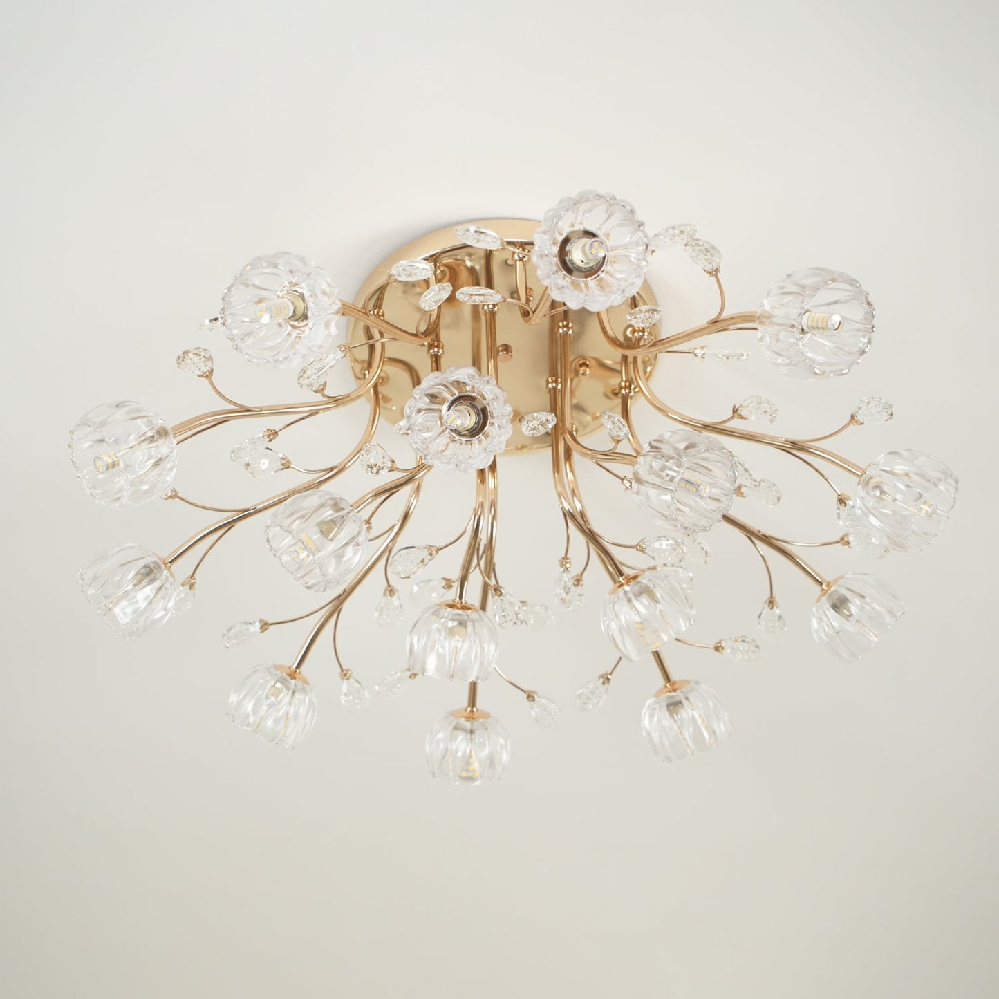 Crystal Flower Ceiling Light | Crystal & Metal | Gold Finish