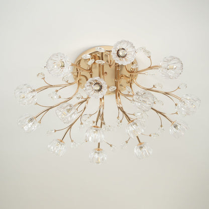 Crystal Flower Ceiling Light | Crystal & Metal | Gold Finish