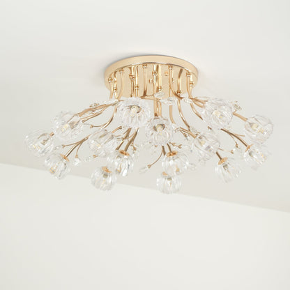 Crystal Flower Ceiling Light | Crystal & Metal | Gold Finish