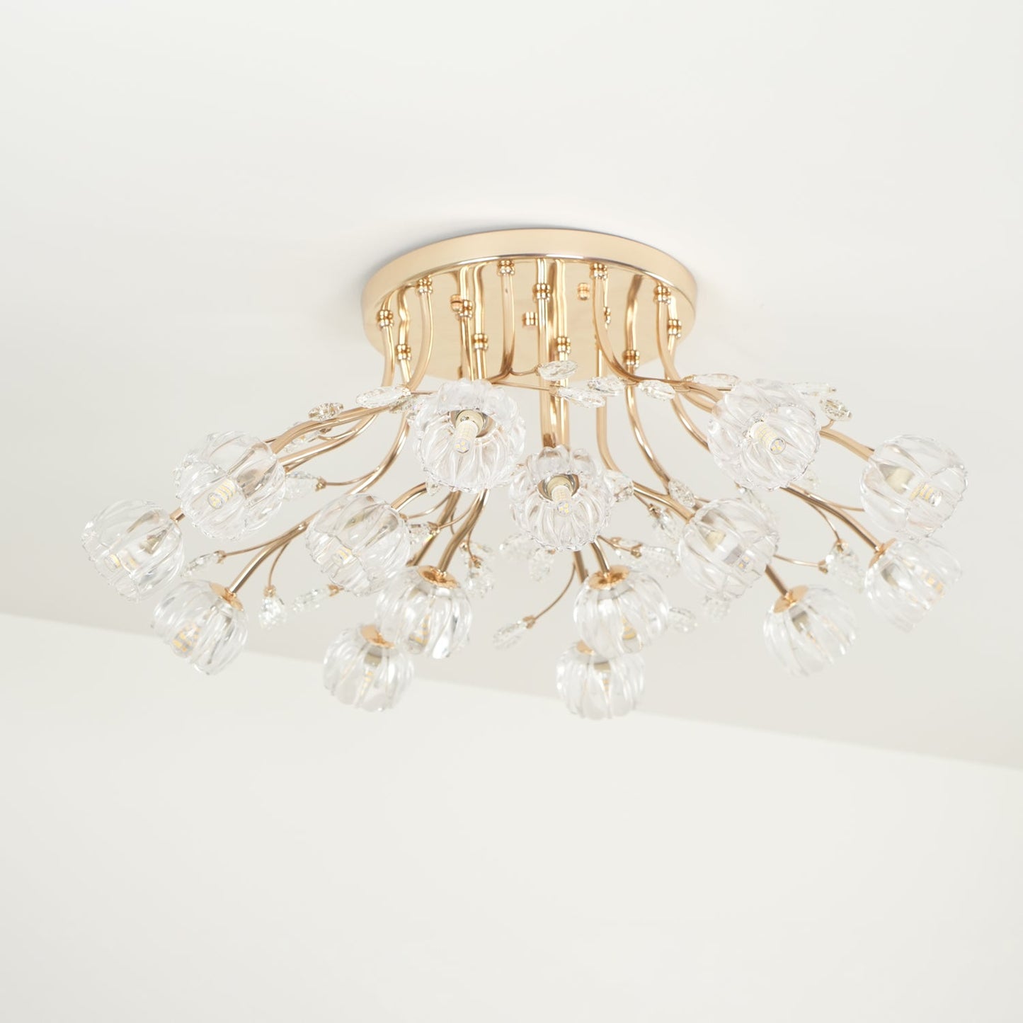 Crystal Flower Ceiling Light | Crystal & Metal | Gold Finish