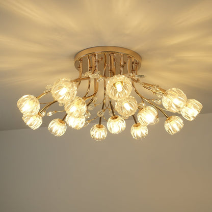 Crystal Flower Ceiling Light | Crystal & Metal | Gold Finish